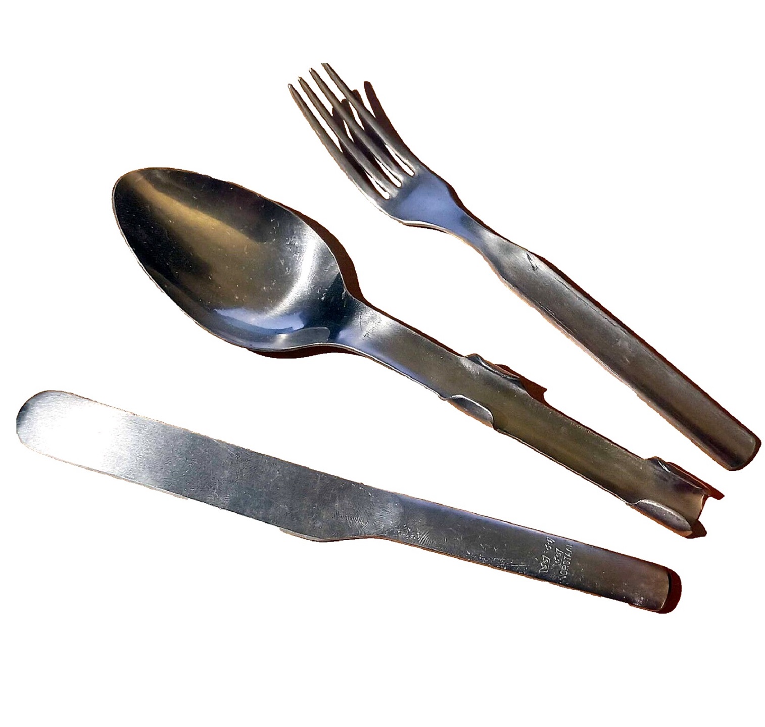 Swedish army stainless steel cutlery set fork knife and spoon